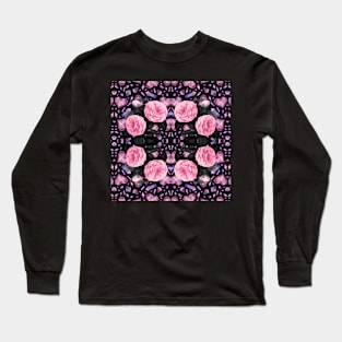 Crystal Hearts and Flowers Valentines Kaleidoscope pattern (Seamless) 26 Long Sleeve T-Shirt